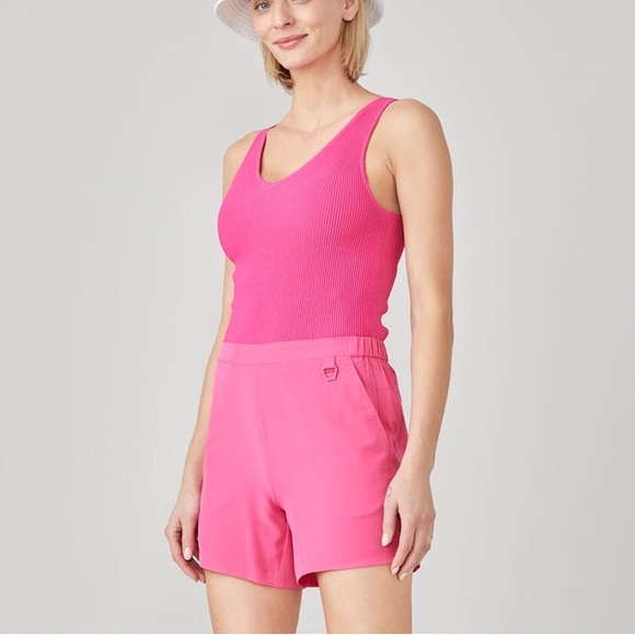 Tilley Pink Ribbed Shell Tank Top - Picture 2 of 6